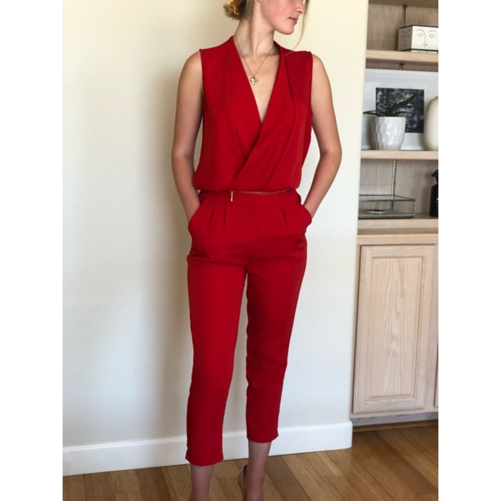 AKIRA Red Sleeveless Jumpsuit S